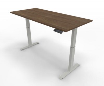 Elektrisch höhenverstellbarer Schreibtisch GE18 180x80 cm Weiß-Nussbaum