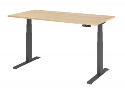Schreibtisch HDK 160 cm elektrisch höhenverstellbar graphit eiche
