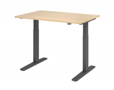 Schreibtisch HMK 120 cm elektrisch höhenverstellbar graphit eiche