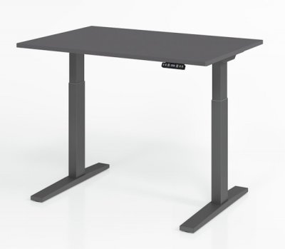 Schreibtisch 120 x 80 cm elektrisch höhenverstellbar Gestell Grafit Tischplatte Grafit