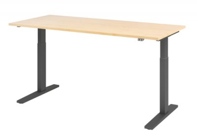 Schreibtisch HMK 180 cm elektrisch höhenverstellbar graphit ahorn