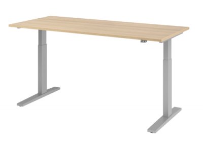 Schreibtisch HMK 180 cm elektrisch höhenverstellbar silber eiche