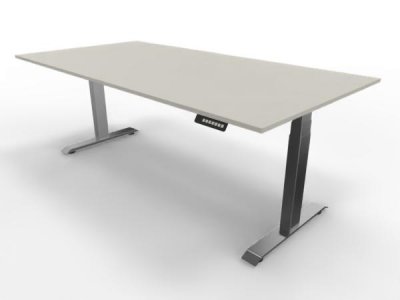 elektrisch höhenverstellbarer Schreibtisch Move4 200x100cm Weiß-Silbergrau