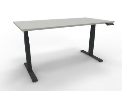 Schreibtisch 160 x 80 cm GP16 elektrisch höhenverstellbar Tischplatte Weiß Gestell Anthrazit