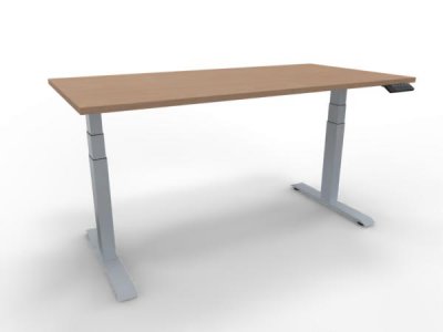 Schreibtisch 160 x 80 cm GP16 elektrisch höhenverstellbar Tischplatte Buche Gestell Silber