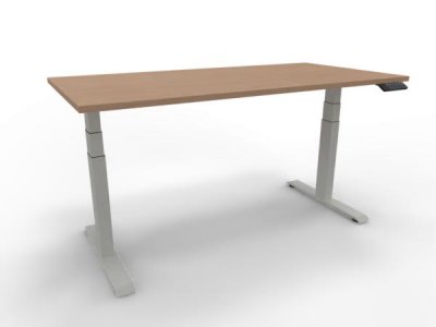 Schreibtisch 160 x 80 cm GP16 elektrisch höhenverstellbar Tischplatte Buche Gestell Weiß