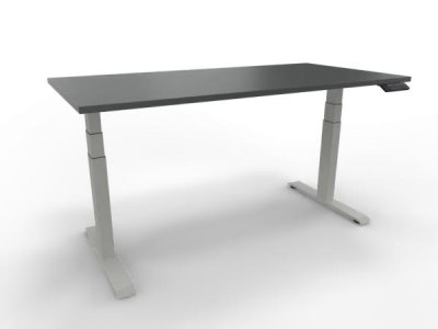 Schreibtisch 160 x 80 cm GP16 elektrisch höhenverstellbar Tischplatte Onyxgrau Gestell Weiß