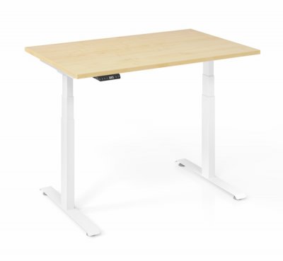 elektrisch höhenverstellbarer Schreibtisch 120 x 80 cm BaseLite Ahorn Weiß