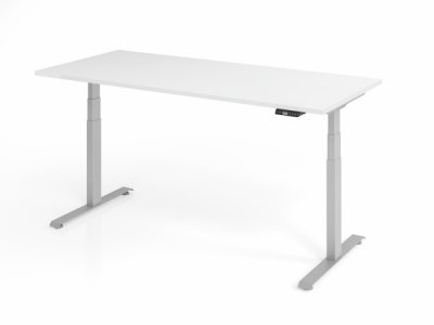Schreibtisch 180x80 cm BaseLite elektrisch höhenverstellbar Weiß Silber