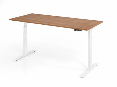 Schreibtisch 180x80 cm BaseLite elektrisch höhenverstellbar Nussbaum Weiß