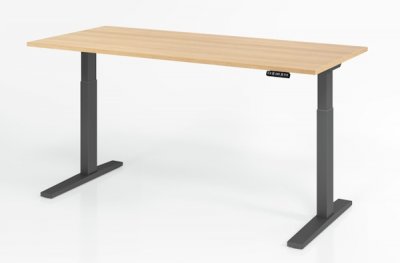 elektrischer Schreibtisch HMK 180x80 cm Gestell Grafit Tischplatte Eiche