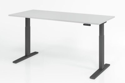 elektrischer Schreibtisch HMK 180x80 cm Gestell Grafit Tischplatte Lichtgrau