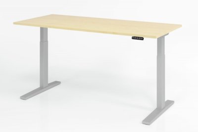 elektrischer Schreibtisch HMK 180x80 cm Gestell Silber Tischplatte Ahorn