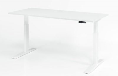 elektrischer Schreibtisch HMK 180x80 cm Gestell Weiß Tischplatte Weiß