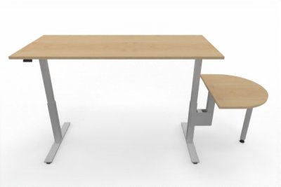 Schreibtisch elektrisch höhenverstellbar mit Anbautisch Ahorn