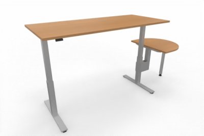 Schreibtisch elektrisch höhenverstellbar mit Anbautisch Buche