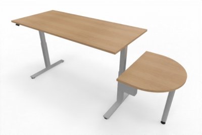 Schreibtisch elektrisch höhenverstellbar mit Anbautisch Eiche