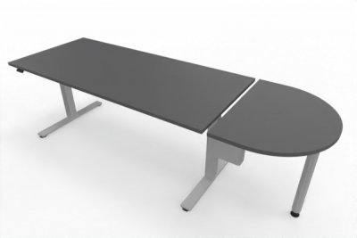 Schreibtisch elektrisch höhenverstellbar mit Anbautisch Grafit