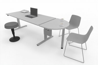 Schreibtisch elektrisch höhenverstellbar mit Anbautisch