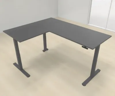Elektrisch höhenverstellbarer Winkelschreibtisch 200 x 160 cm DSM Grafit Grafit
