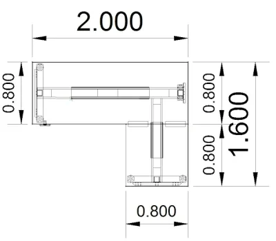 Elektrisch höhenverstellbarer Winkelschreibtisch 200 x 160 cm DSM Stellfäche