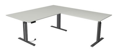 Elektrischer Winkelschreibtisch 200 x 220 cm Tischplatten Lichtgrau