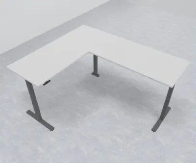 Elektrisch höhenverstellbarer Winkelschreibtisch 200 x 240 cm DSM Grafit Lichtgrau