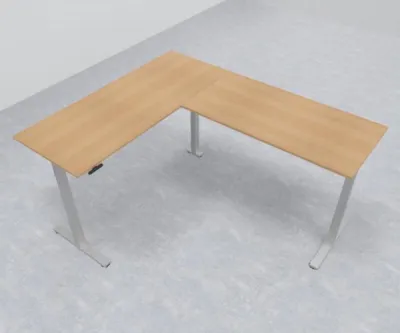 Elektrisch höhenverstellbarer Winkelschreibtisch 200 x 240 cm DSM Silber Eiche