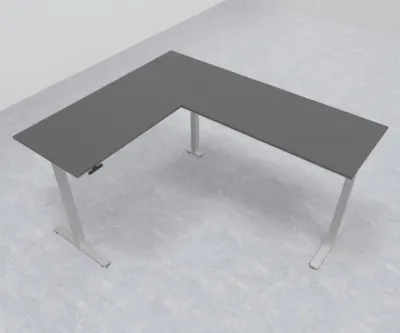 Elektrisch höhenverstellbarer Winkelschreibtisch 200 x 240 cm DSM Silber Grafit