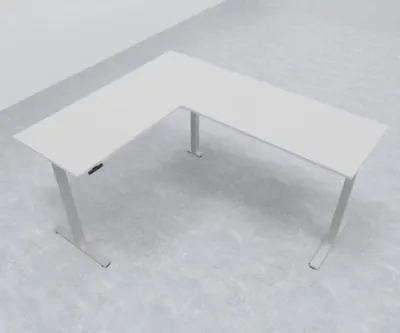 Elektrisch höhenverstellbarer Winkelschreibtisch 200 x 240 cm DSM Silber Lichtgrau