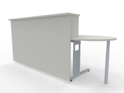 Empfangstheke Solid 180 cm mit Anbautisch 50 cm Vorderansicht Weiß ohne Monitorausschnitt