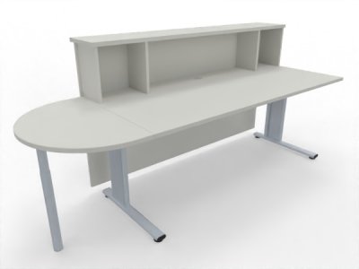 Empfangstheke Solid 180 cm mit Anbautisch 50 cm Weiß Innenansicht