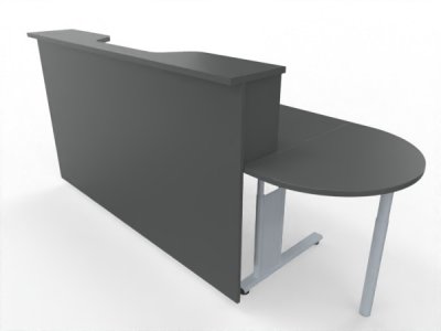 Empfangstheke Solid 180 cm mit Anbautisch 50 cm Onyxgrau Vorderansicht