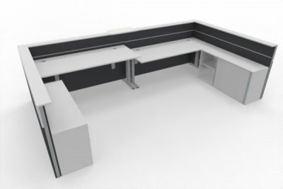 Empfangstheke Casus 416 x 228 cm Anthrazit-Weiß