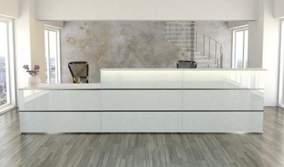 Empfangstheke Focus White K12 409x92 cm