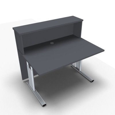 Empfangstheke Solid 120 cm mit Taschenablage onyxgrau Ausschnitt