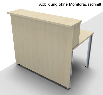 Empfangstheke Solid 140 cm Ahorn Abbildung ohne Monitorausschnitt