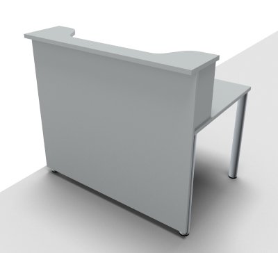Empfangstheke Solid 140 cm Lichtgrau Frontansicht mit Ausschnitt