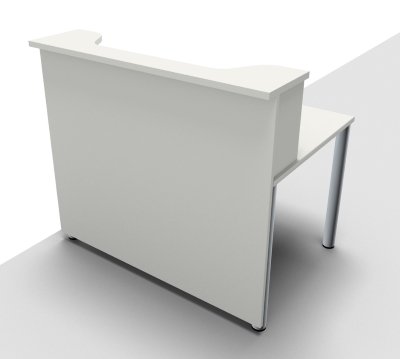 Empfangstheke Solid 140 cm Weiss Frontansicht mit Ausschnitt