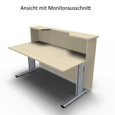Empfangstheke Solid 160 cm Ahorn mit Monitorausschnitt