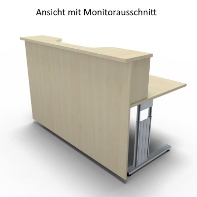 Empfangstheke Solid 160 cm Ahorn mit Monitorausschnitt