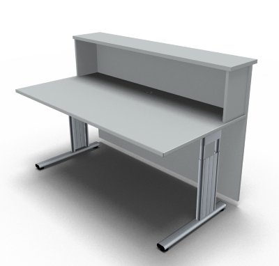 Empfangstheke Solid 160 cm Lichtgrau ohne Monitorausschnitt