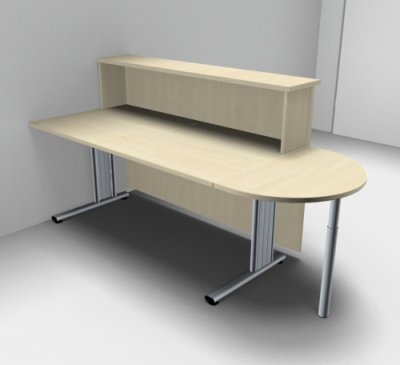Empfangstheke Solid 160 cm mit Anbautisch Ahorn ohne Monitorausschnitt
