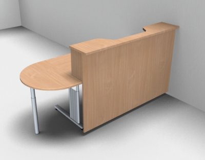 Empfangstheke Solid 160 cm mit Anbautisch Buche mit Monitorausschnitt