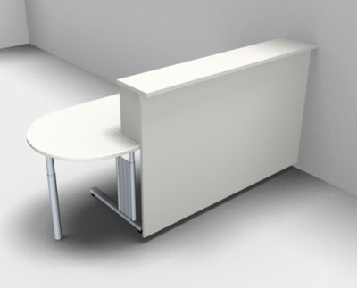 Empfangstheke Solid 160 cm mit Anbautisch Weiss ohne Monitorausschnitt