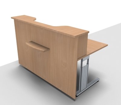 Empfangstheke Solid 160 cm Buche Frontansicht mit Monitorausschnitt