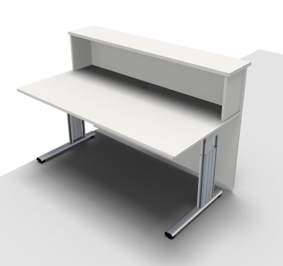 Empfangstheke Solid 160 cm Weiss Innenansicht ohne Monitorausschnitt
