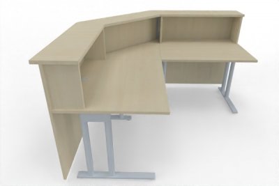Empfangstheke Solid 180x180 cm Ahorn Seitenansicht