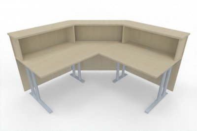 Empfangstheke Solid 180x180 cm Ahorn Innenansicht