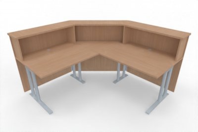 Empfangstheke Solid 180x180 cm Innenansicht Buche